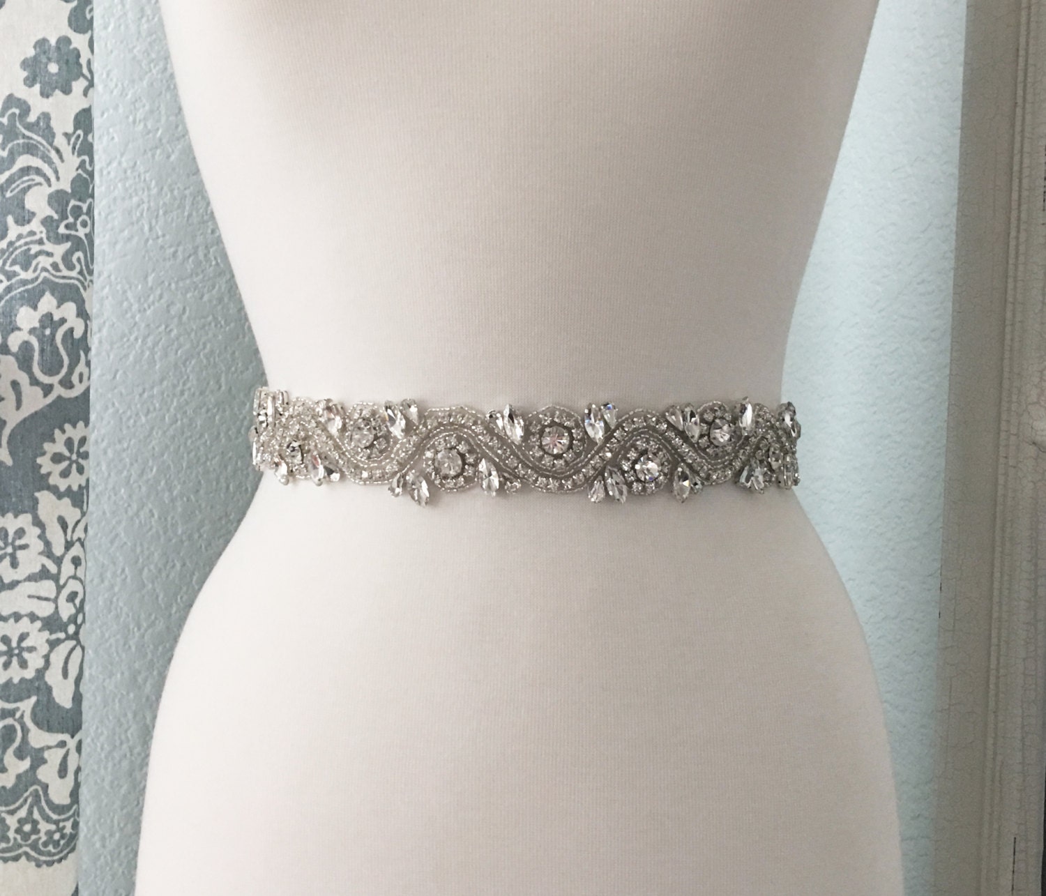 Bridal Sash, Wedding Dress Belt, Rhinestone Bridal Sash, Crystal Sash