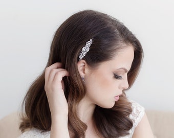 Fermaglio per capelli con perle, Fermaglio per capelli con zirconi cubici CZ Argento, Fermaglio per capelli da sposa, Fermaglio per capelli in cristallo da sposa, Fermaglio Kendall