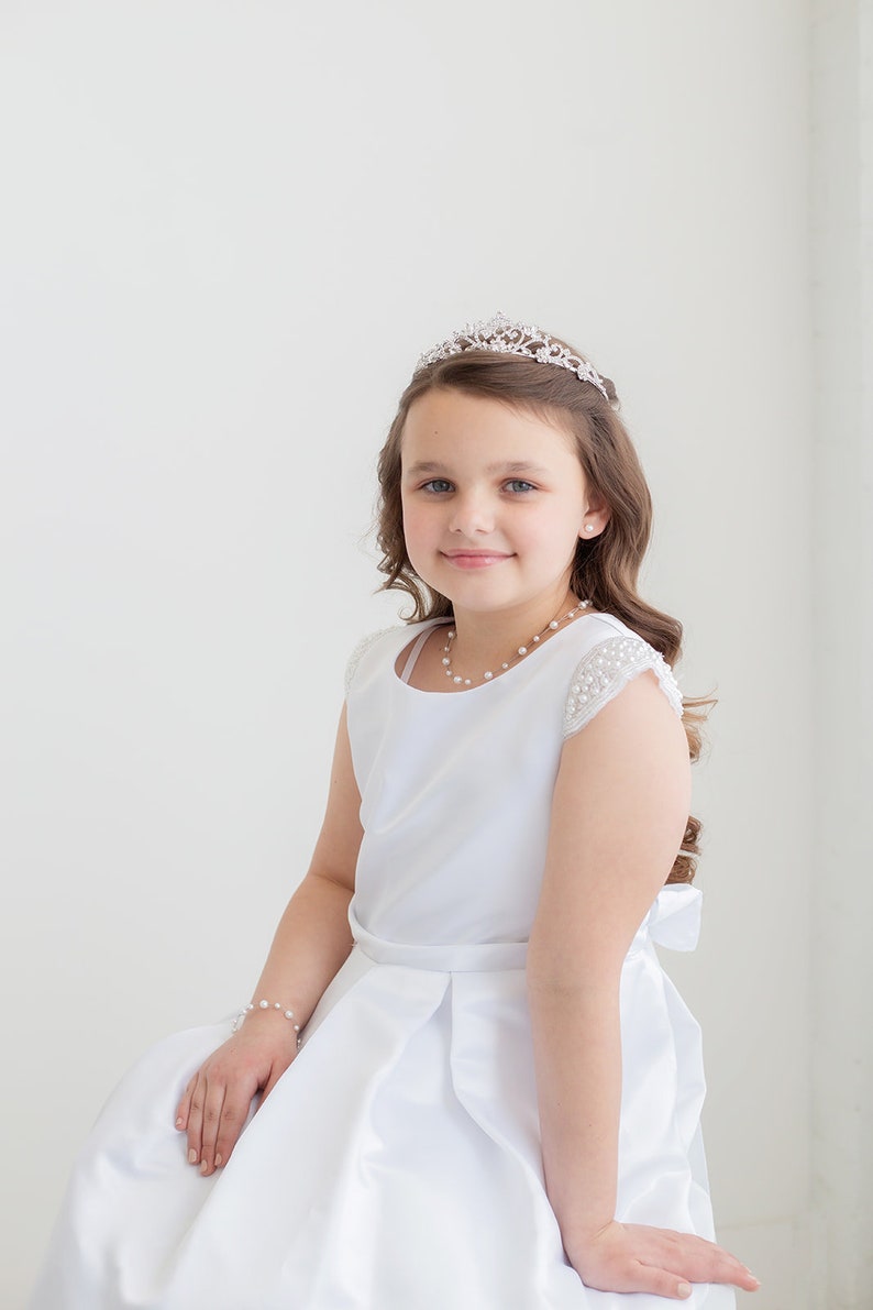 Flower Girl Headpiece, Crystal Tiara, wedding headpiece, rhinestone tiara, first communion tiara, Marah Flower Girl Tiara image 5