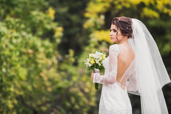 Wedding Veil With Blusher 2 Tier Bridal Veil Soft Wedding 