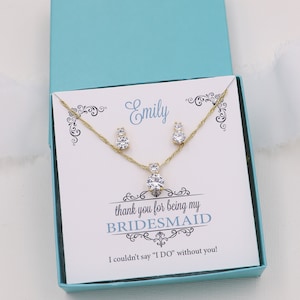 Silver Bridesmaids Jewelry Set, cubic zirconia earrings, bridesmaid jewelry gift set, Petite Round Bridesmaids Jewelry Set image 9
