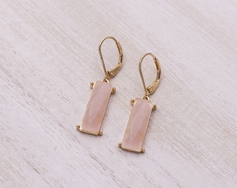Rose Quartz Jewelry Earrings, Rose Quartz Earrings for Women Mom, Rose Quartz Earrings Gold, Rose Quartz Jewelry Gift for Valentines Day