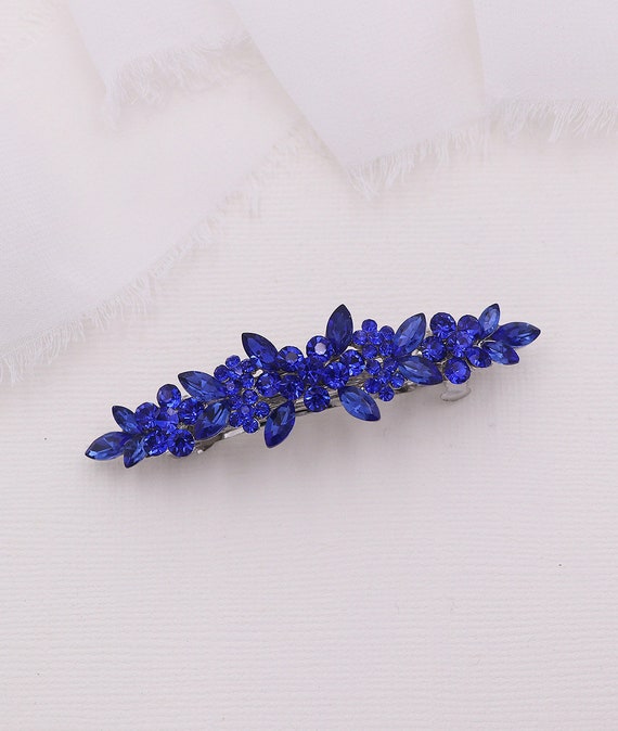 Sapphire Blue Crystal Bridal Hair Comb for Bride Royal Blue 