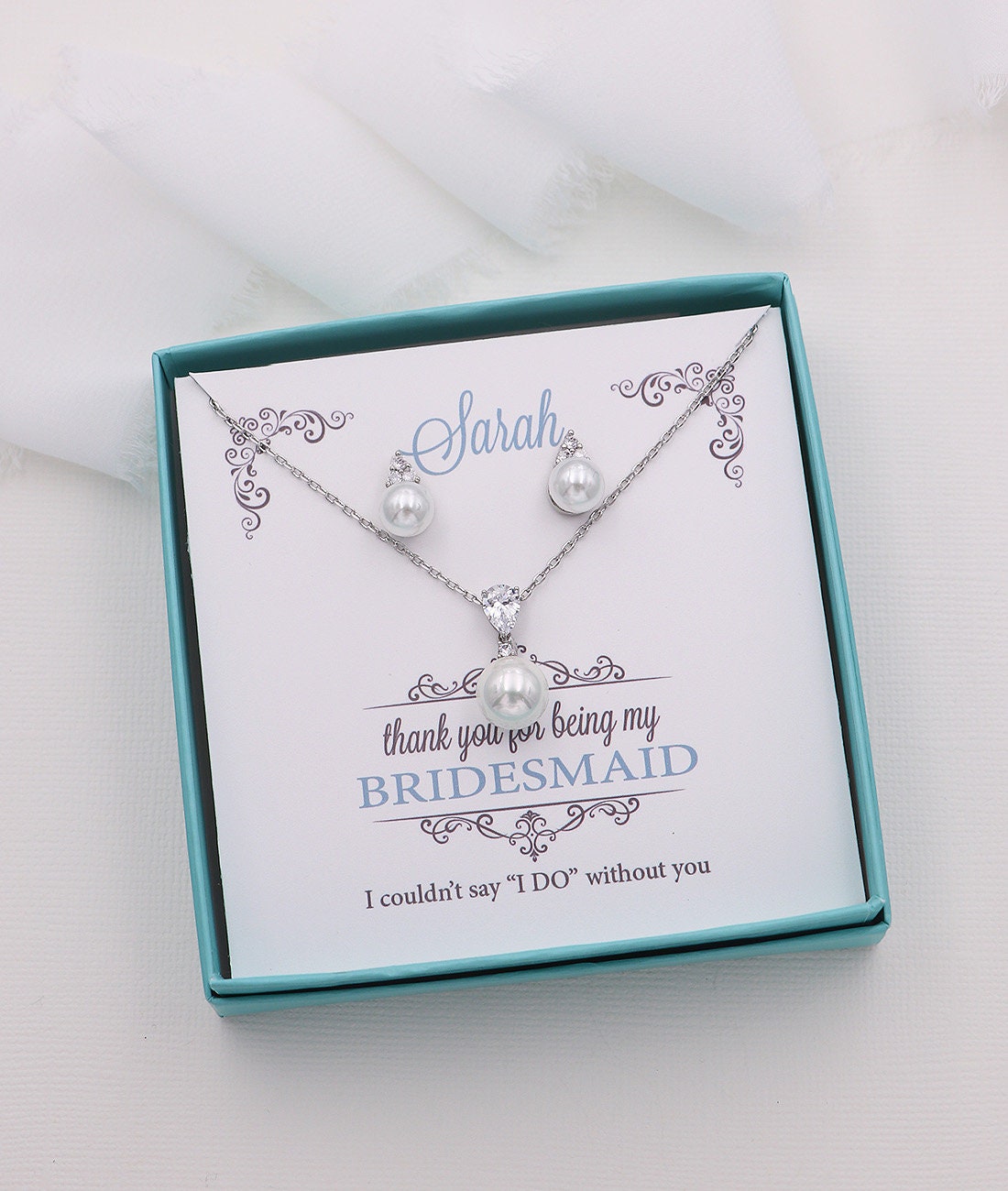 Bridesmaid Jewelry Set Pearl, Bridesmaids Jewelry Set, Bridesmaid Jew…
