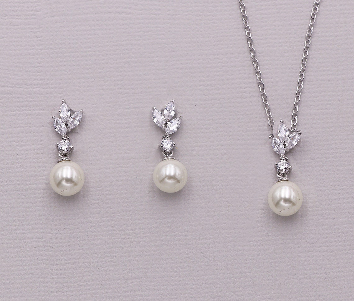 Pearl Wedding Jewelry Set Bridesmaid Jewelry Set Pearl Etsy