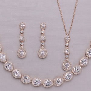 rose gold wedding jewelry set