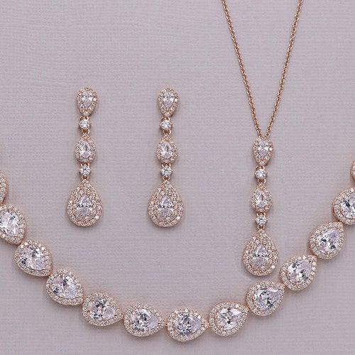 Rose Gold Wedding Jewelry Set Rose Gold 