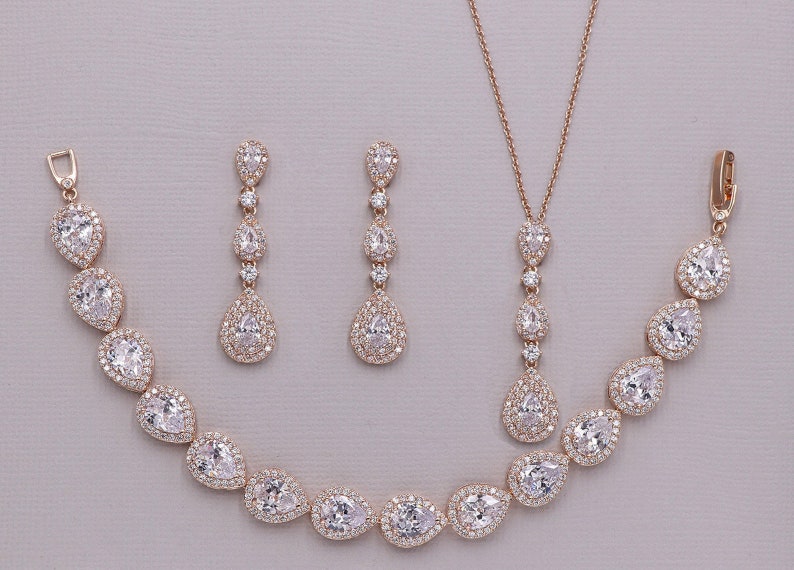 rose gold wedding jewelry set