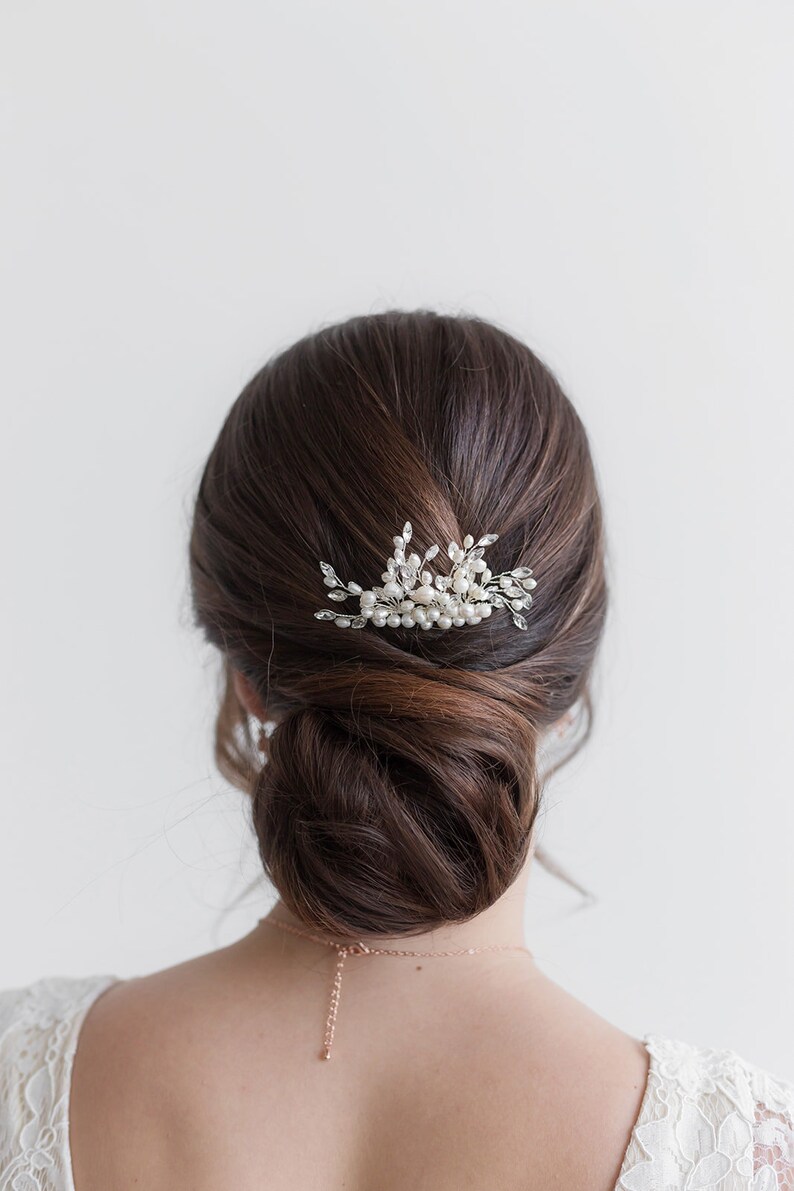 Freshwater Pearl Bridal Comb, flower wedding hair comb, floral crystal rhinestone hair comb hair comb wedding, Isabelle Pearl Comb 1-DISC image 4