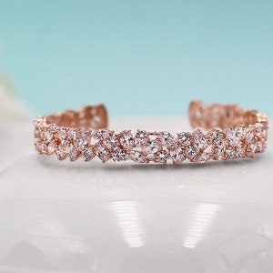 Bridal bracelet, Cuff Wedding Bracelet, Silver cz wedding bracelet, cz bracelet, cubic zirconia bracelet, Emersyn Cuff Bracelet image 8