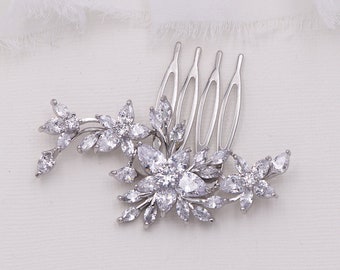 Bridal CZ Comb, Bridal Comb Crystal, Wedding Crystal Hair Comb, Hair Comb, Wedding Accessory, Nancy CZ Silver Comb