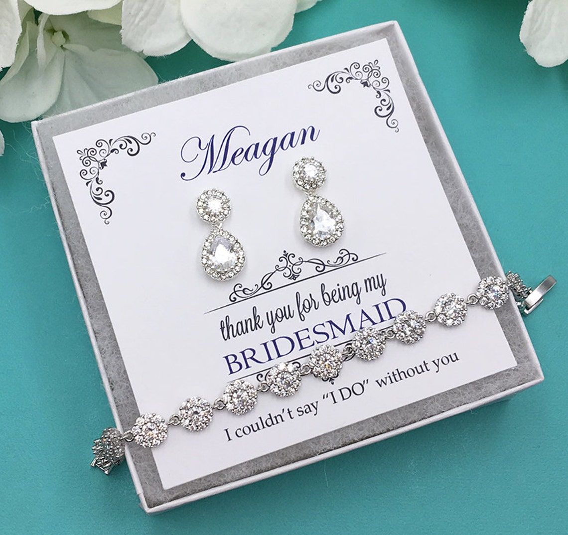 Bridesmaid Earrings Set Bridesmaid Bracelet Earrings Set Etsy