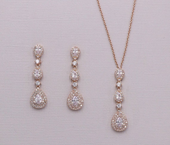 Rose Gold Wedding Jewelry Set Rose Gold 
