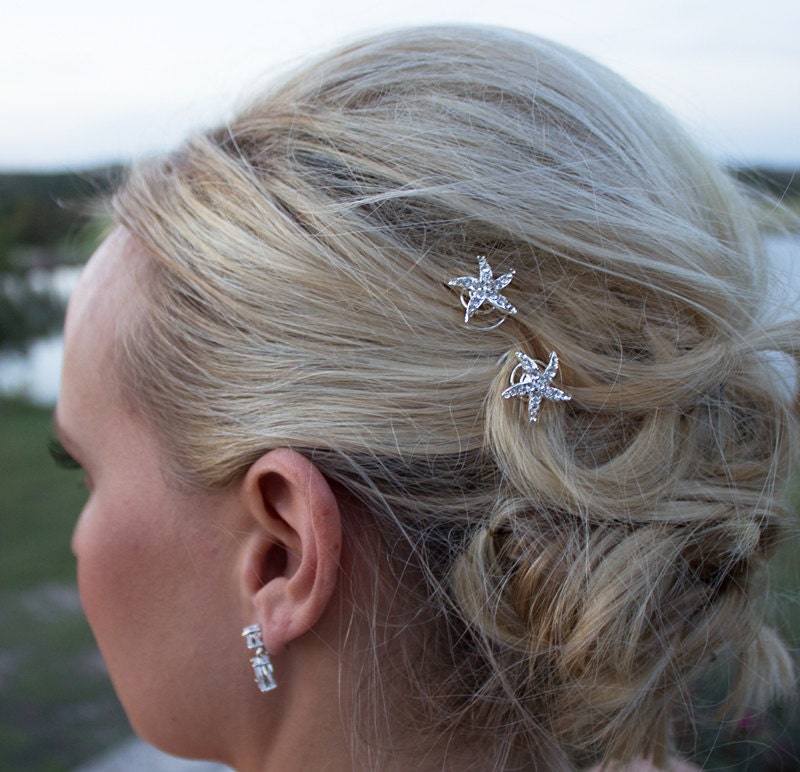 Starfish Wedding Hair Twists (Set of 6), starfish hair accessories, s…