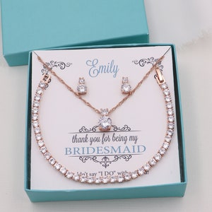 Silver Bridesmaids Jewelry Set, cubic zirconia earrings, bridesmaid jewelry gift set, Petite Round Bridesmaids Jewelry Set image 7