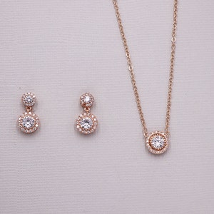 Rose Gold Jewelry Set Earrings Bracelet Set Rose Gold | Etsy
