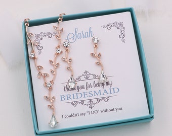 Rose Gold Bridesmaid Jewelry Set, Crystal Bridesmaid Jewelry Set, Bridesmaid Jewelry Gift, Carla Rose Gold Bridesmaids Set