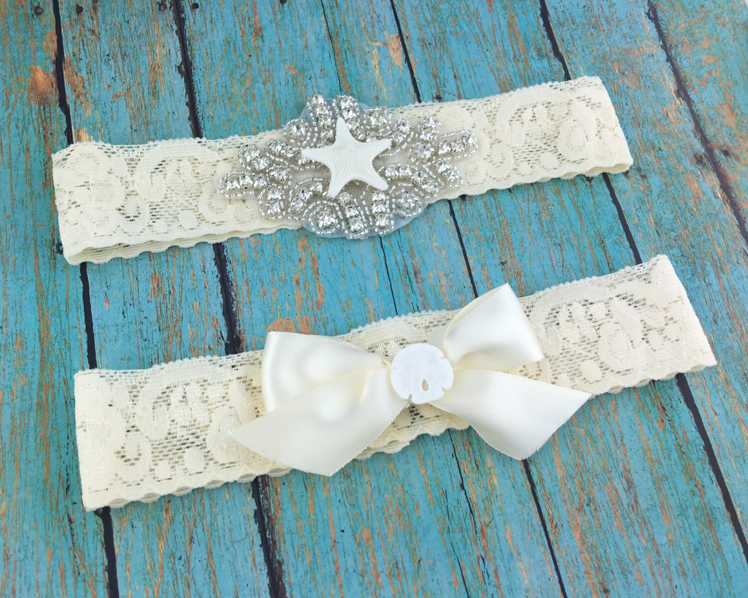 Starfish Bridal Garter Set Beach Wedding Garter Set Wedding Toss