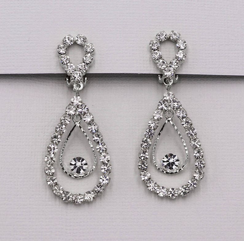 Clip on Crystal Earrings Clip on Rhinestone Earrings Clip on Etsy