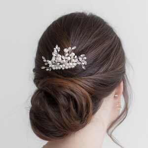 Freshwater Pearl Bridal Comb, flower wedding hair comb, floral crystal rhinestone hair comb hair comb wedding, Isabelle Pearl Comb 1-DISC image 2