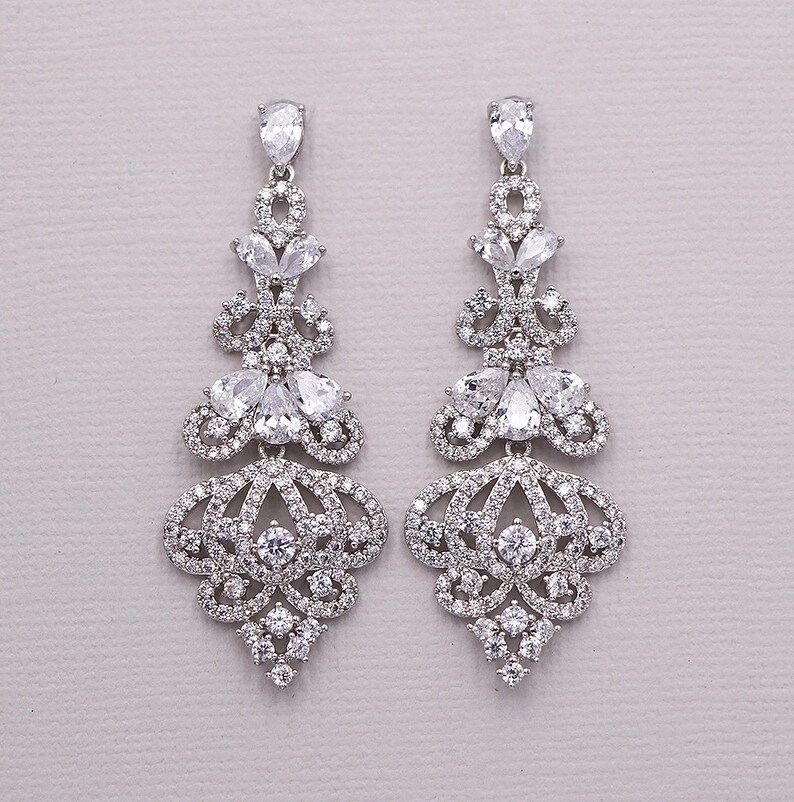 Chandelier Earrings cubic zirconia earrings wedding jewelry Etsy