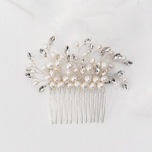 Freshwater Pearl Bridal Comb, flower wedding hair comb, floral crystal rhinestone hair comb hair comb wedding, Isabelle Pearl Comb 1-DISC image 3