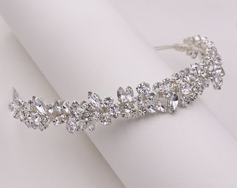 Braut Stirnband Kristall, Braut Tiara Kopfschmuck, Hochzeit Haarschmuck, Strass Tiara, Kristall Tiara, Mosaik Silber Stirnband