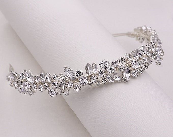 Featured listing image: Bridal Headband Crystal, Bridal Tiara headpiece, wedding hair accessories, rhinestone tiara, crystal tiara, Mosaic Silver Headband
