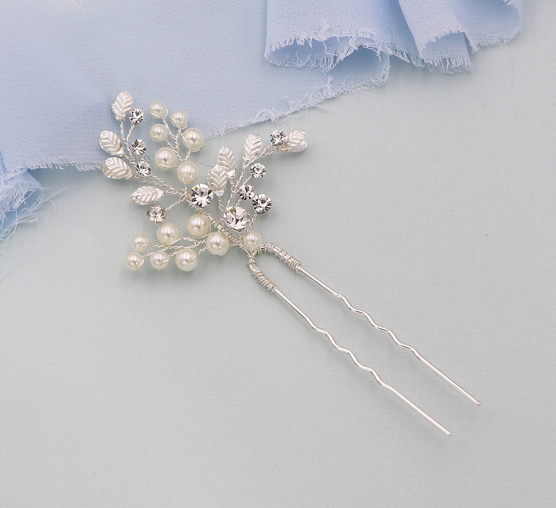 Gold Pearl Hairpin crystal wedding hair pin pearl hair pin Etsy