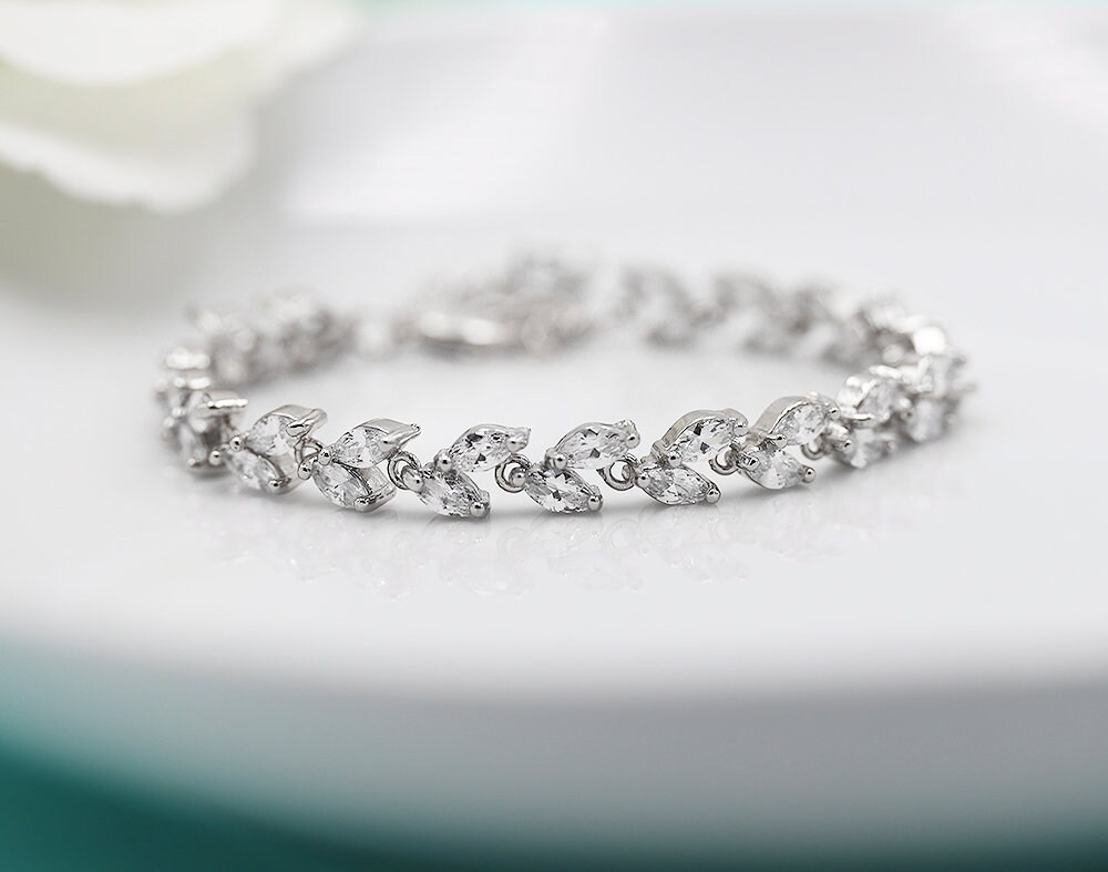 Bridal bracelet, wedding bracelet, cz bracelet, cubic zirconia bracel…