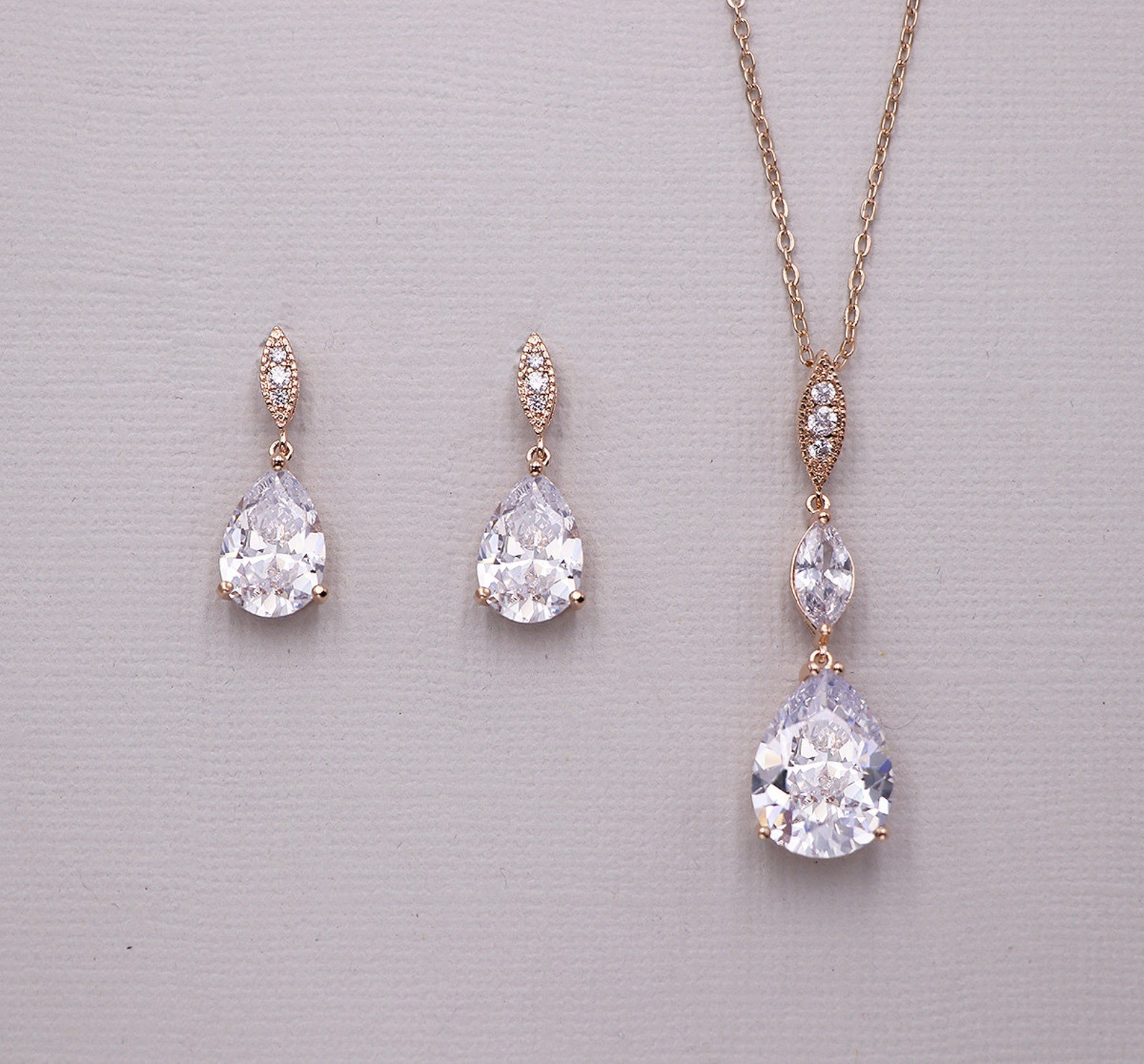 CZ Jewelry Set Crystal Wedding Necklace Set bridal jewelry | Etsy