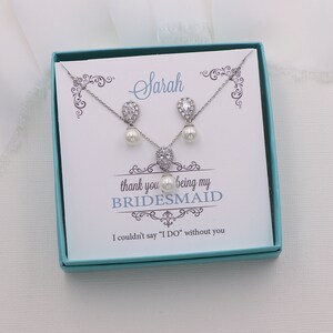 Bridesmaid Jewelry Set, pearl bridesmaid earrings set, Personalized bridesmaid jewelry, Elisabeth Bridesmaids Jewelry Set DISC