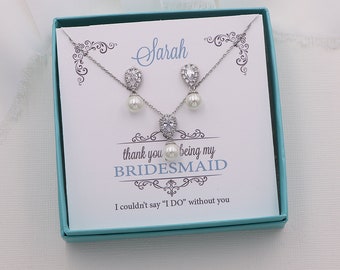 Bridesmaid Jewelry Set, pearl bridesmaid earrings set, Personalized bridesmaid jewelry, Elisabeth Bridesmaids Jewelry Set DISC