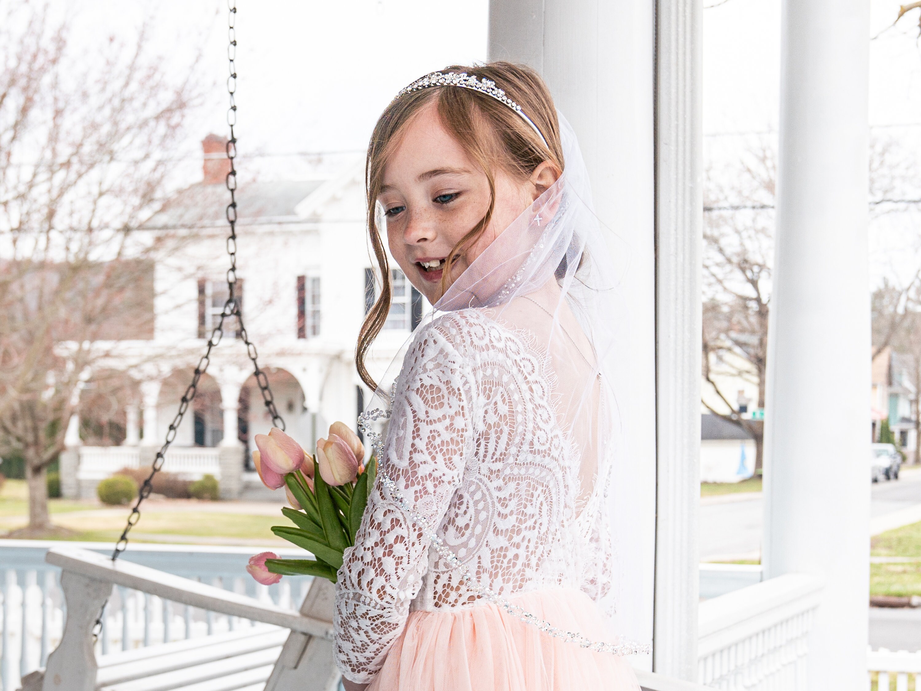 First Communion Veil Beaded Edge Veil One Tier Beaded Edge Etsy