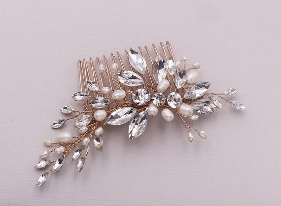 Rose gold pearl hair comb online