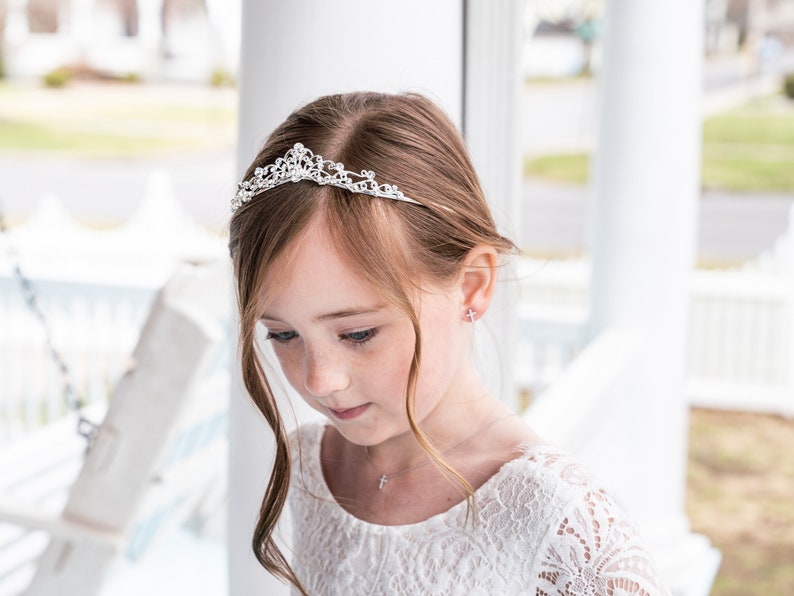 Flower Girl Tiara, Crystal Tiara, wedding headpiece, rhinestone tiara, rhinestone, first communion tiara, Clarie Flower Girl Tiara image 4