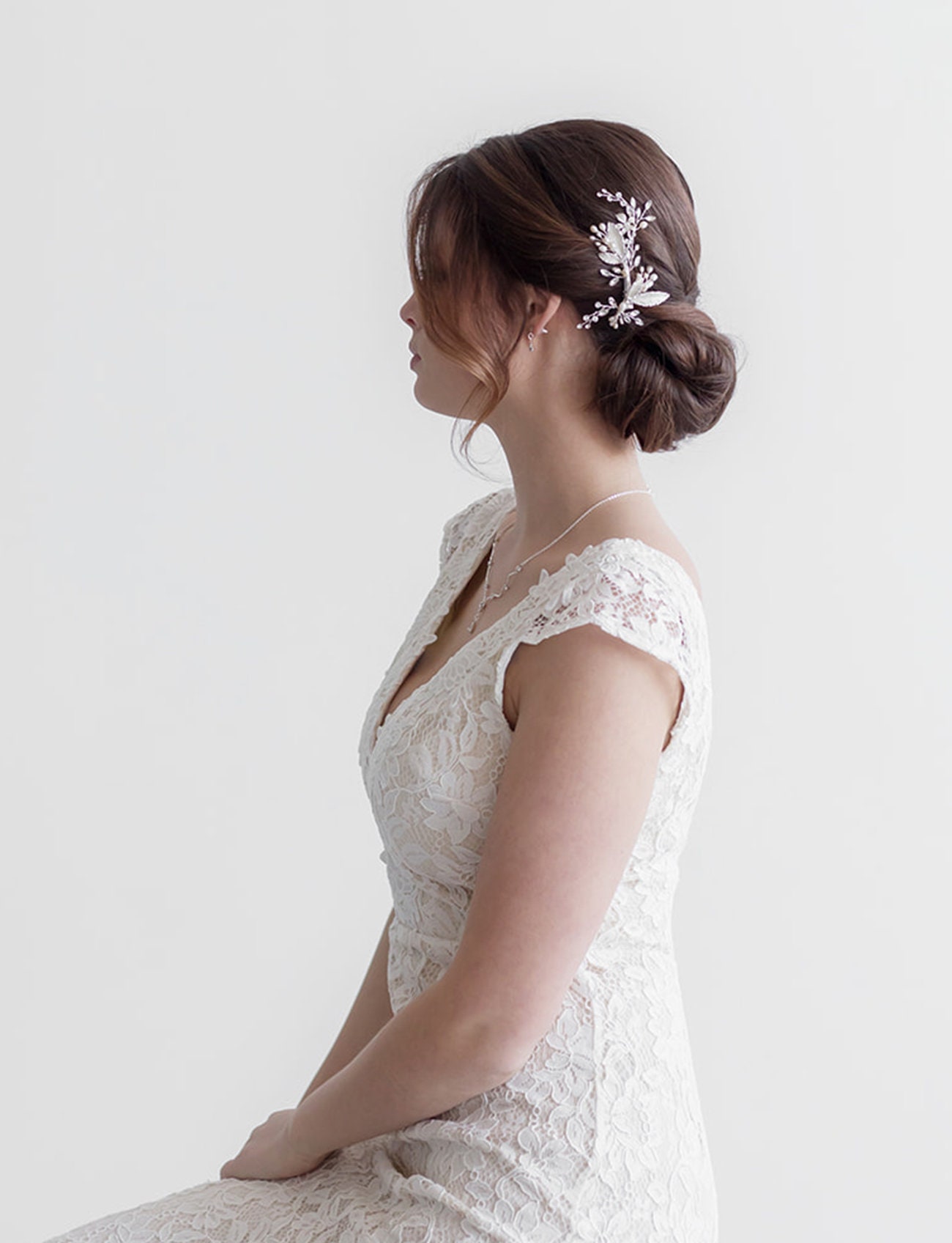 Pettine Per Capelli Da Sposa Con Cristalli Zaffiri - Design Elegante In Blu Perla E Foglia Marquise - Foto 3