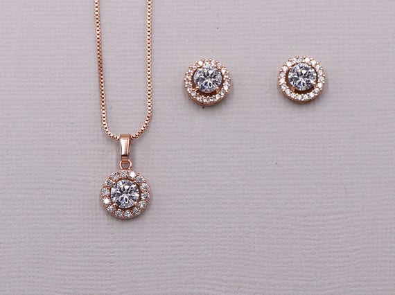 Wedding Jewelry Set Rose Gold Jewelry Set for Brides Wedding - Etsy