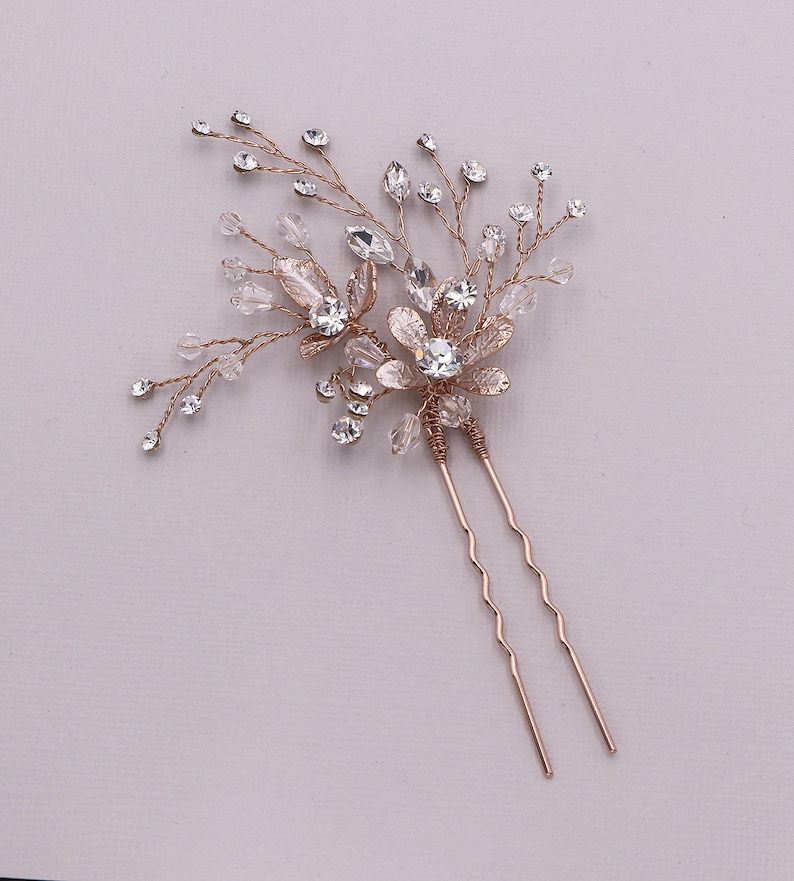 Rose Gold Hair Pin crystal wedding hair pins rose gold hair Etsy