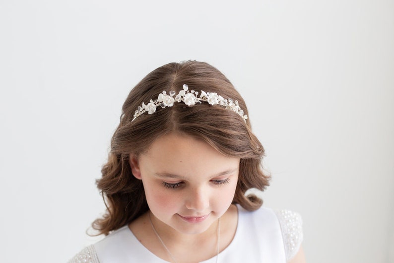 Rhinestone Crystal flower girl headpiece, wedding tiara, Flower Girl Tiara, Flower Girl Headpiece, Addyson Flower Girl Tiara image 1