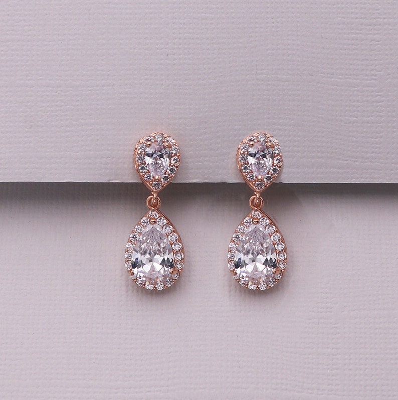 Clip on CZ earrings, pear cubic zirconia earrings, clip on wedding earrings, bridal jewelry, wedding earrings, Kensley Clip on Earrings image 6