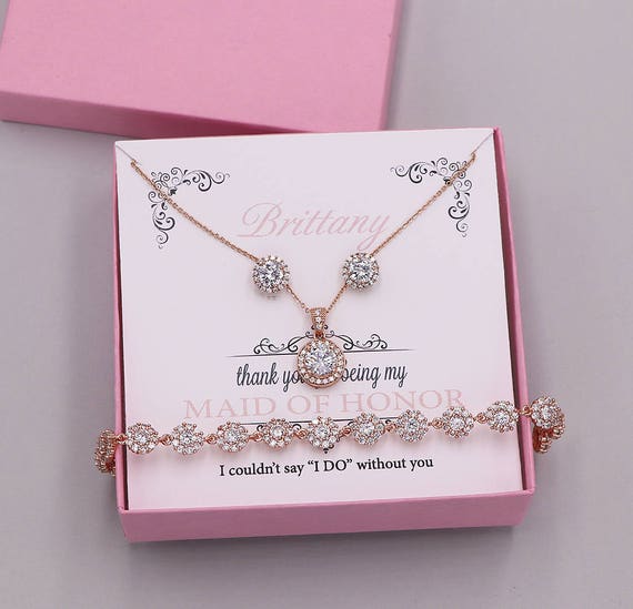rose gold bridesmaid jewelry sets