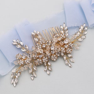 Crystal Wedding Comb Rose Gold, Large Wedding Hair Comb, Handmade Wedding Comb, Crystal Bridal Comb, Railey Rose Gold Crystal Hair Comb image 7