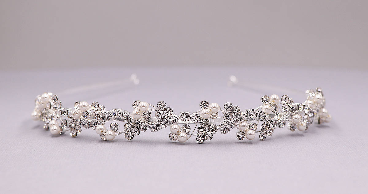 Bridal Headband, Rhinestone Crystal Ivory Pearl bridal headband headp…