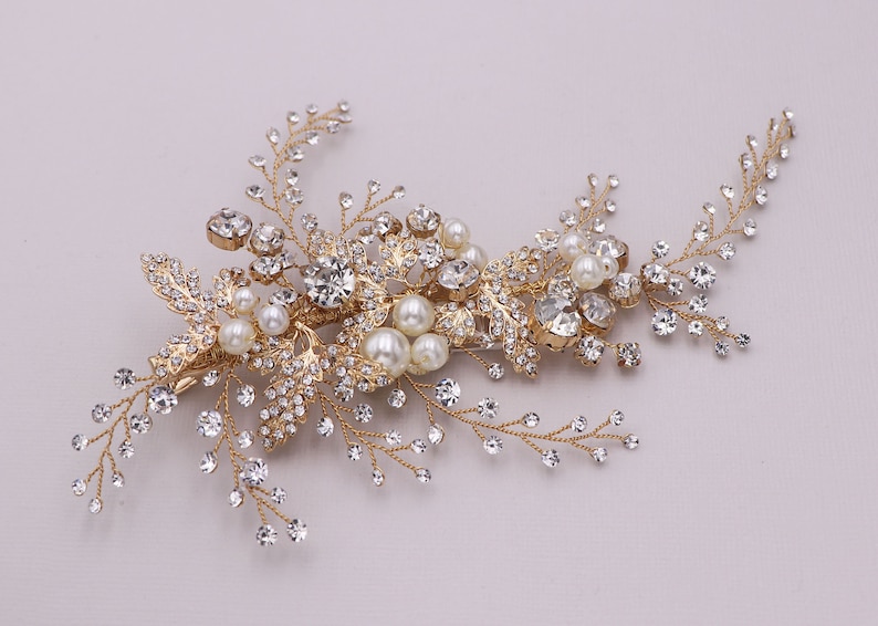 Gold Bridal Clip Bridal Comb Crystal Wedding Crystal Hair | Etsy