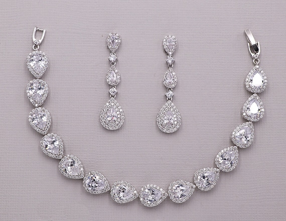 Wedding earrings on sale and bracelet sets