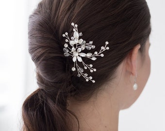 Wedding Hair Pin, crystal wedding hair pins, Silver Crystal hair pin, rhinestone hairpin, bridal hairpin, Anna Silver Hair Pin