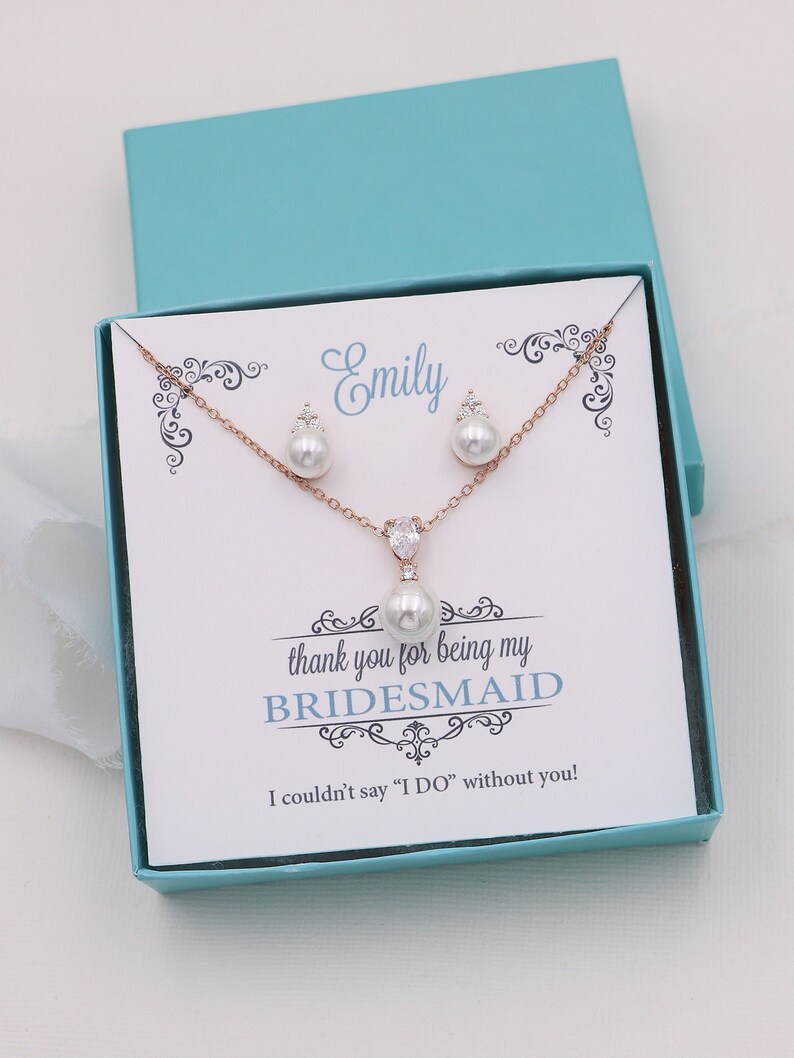 Bridesmaid Jewelry Set Rose Gold Bridesmaids Jewelry Set Etsy