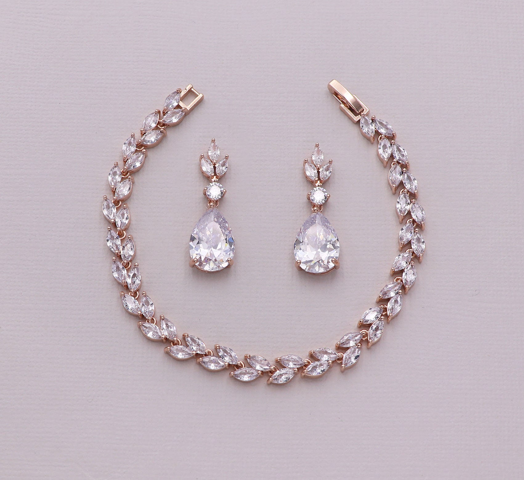 Bridesmaid Bracelet Set, Bridesmaid Jewelry Rose Gold,  Bridesmaid Gi…
