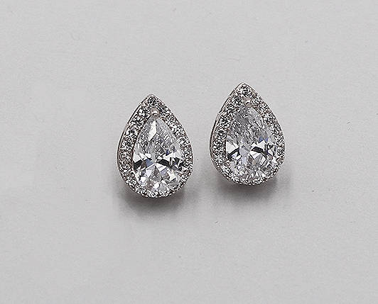 Silver Stud Earrings, Cubic Zirconia Studs, Bridesmaids Gift, Bridesm…